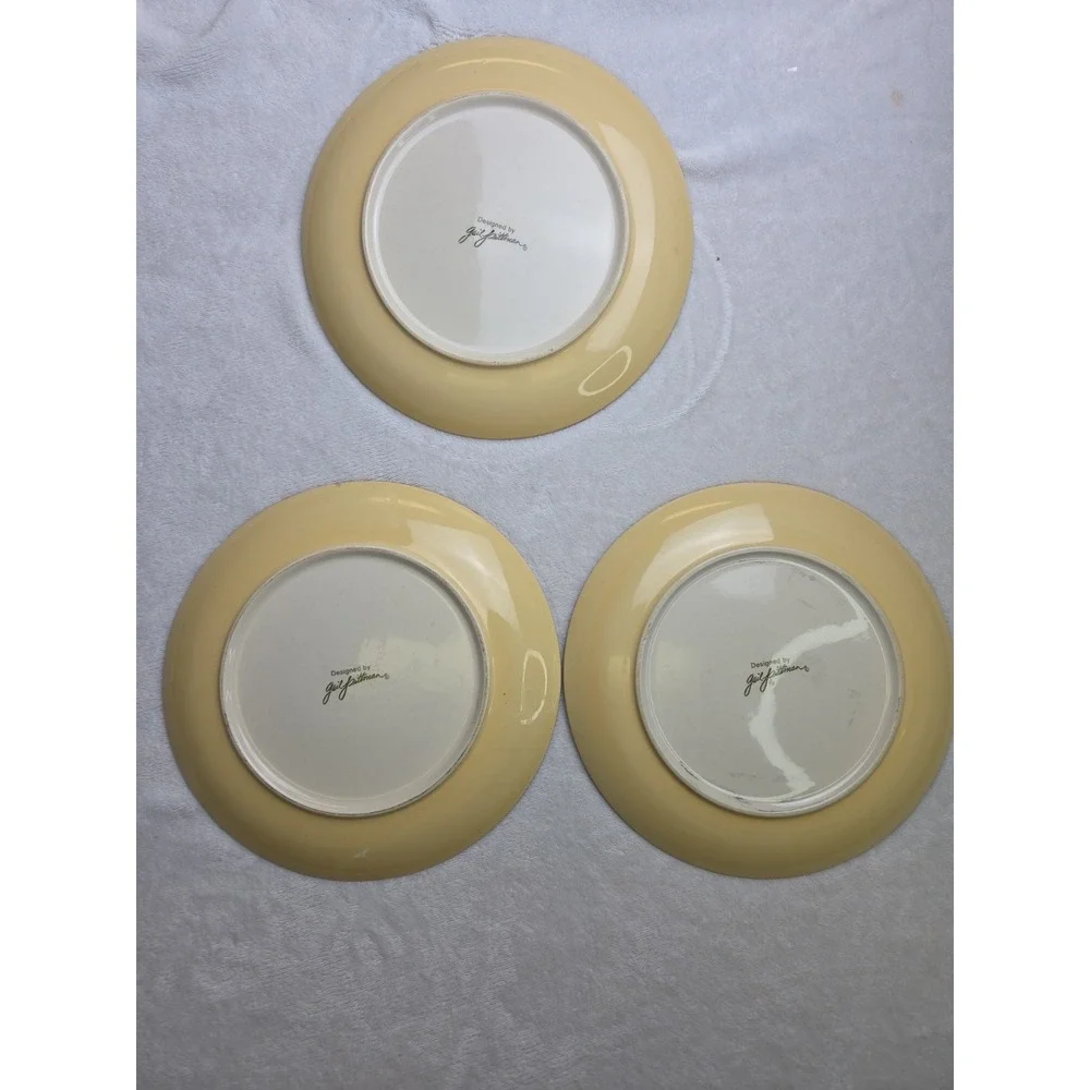 3 Gail Pittman Siena Banded Stripes Dinner Plates Southern‎ Living At Home Rust
